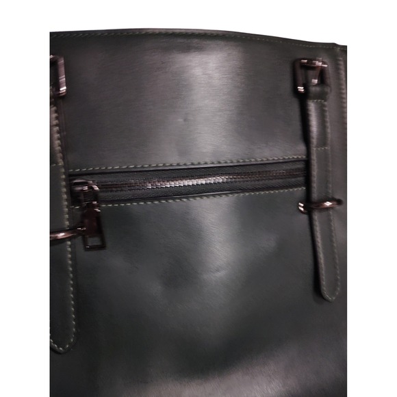 Mossimo Leather Laptop Tote Bag 13 inch Inside Messenger Bag Dark Green - Picture 7 of 14